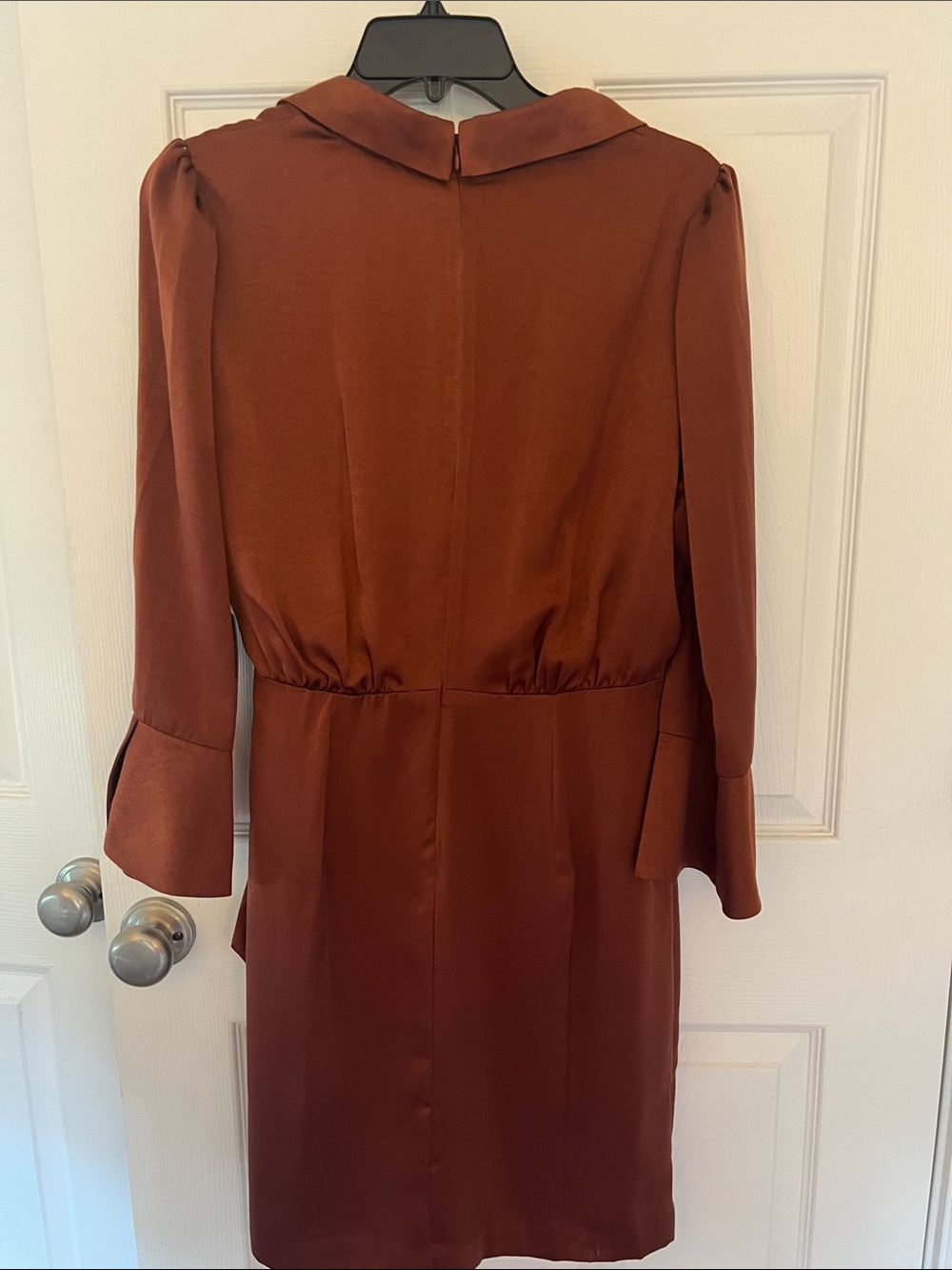 Vince Camuto Rust Brown Long-Sleeve Wrap Dress with Side Tie - Picture 3 of 3